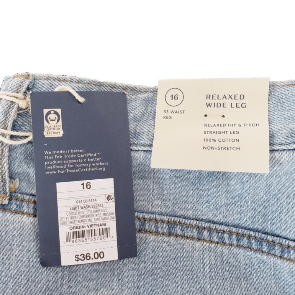 Universal Thread Wide Leg Jeans Size 16 Light Wash NWT - Picture 9 of 12